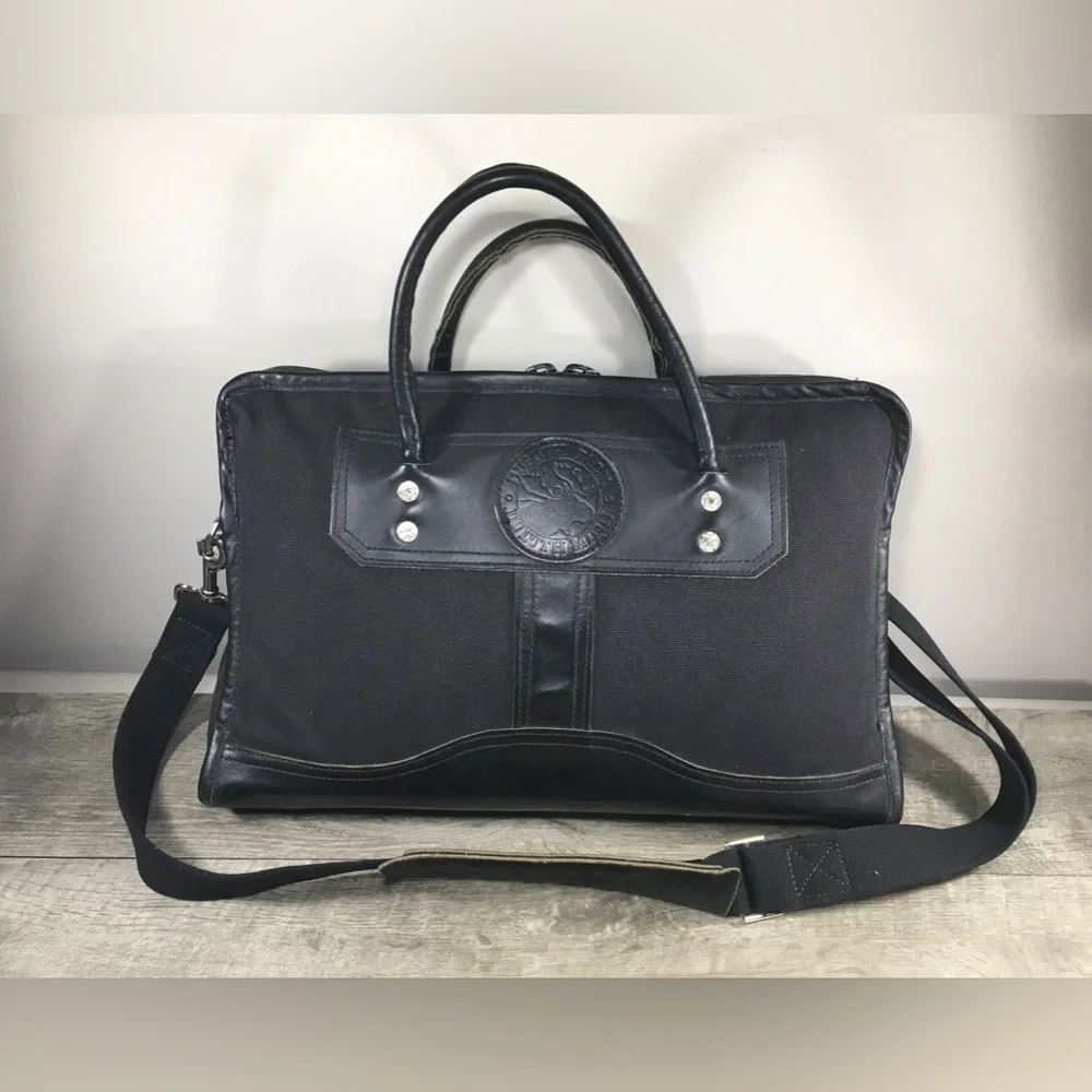 Duluth Pack Black Traveler’s Leather Bag Computer Laptop Everyday Briefcase USA